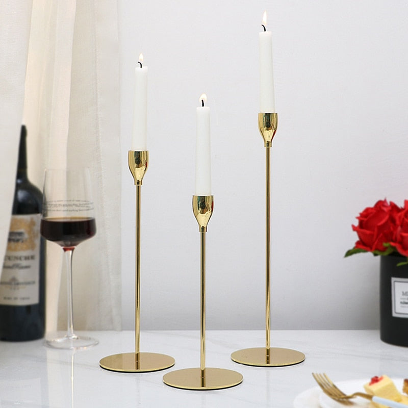 European Style Metal Candle Holders Simple Golden Wedding Decoration Bar Party Living Room Decor Home Decor Candlestick