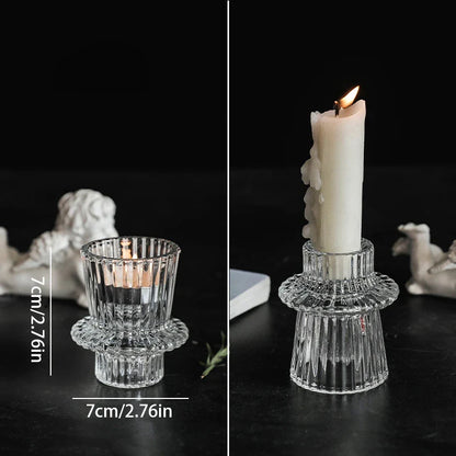 Nordic Glass Candlestick Candle Holders Tealight Candle Stand Transparent Glass Candlestick Candle Base Christmas Home Decor