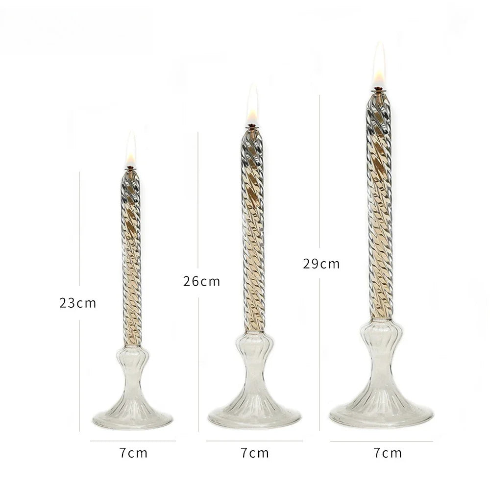 Rotate Transparent Glass Candle Holder Smokeless Glass Oil Lamps Candlestick Wedding Decor Romantic Candlelight Dinner Ornaments