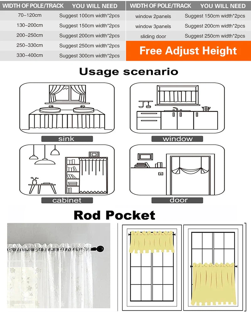 Countryside Double-layer Pleated Small Curtains For Kitchen,With Button Design Cafe Style Half Curtain,Affordable Linen Curtains