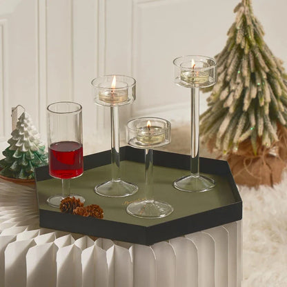 3pc Tealight Glass Candle Holder Set Wedding Table Centerpieces Home Decoration Candle Stand Holders Party Crystal Candlesticks