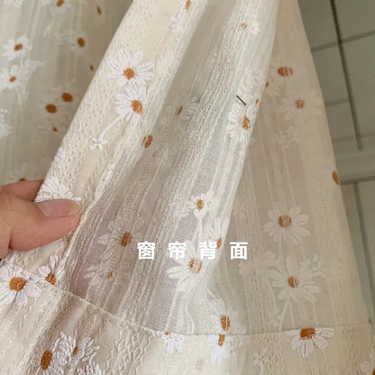French pastoral floral door curtain cotton and linen bedroom partition bathroom feng shui curtain