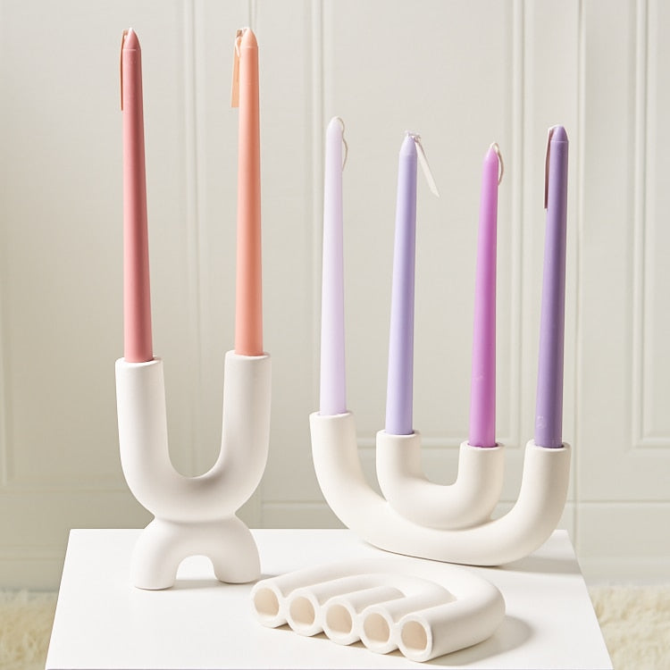 1PC Candlestick Holder Ceramic Ornament Photography Home Decoration Candle Holder Nordic Home Decor Ceramic Candelabra