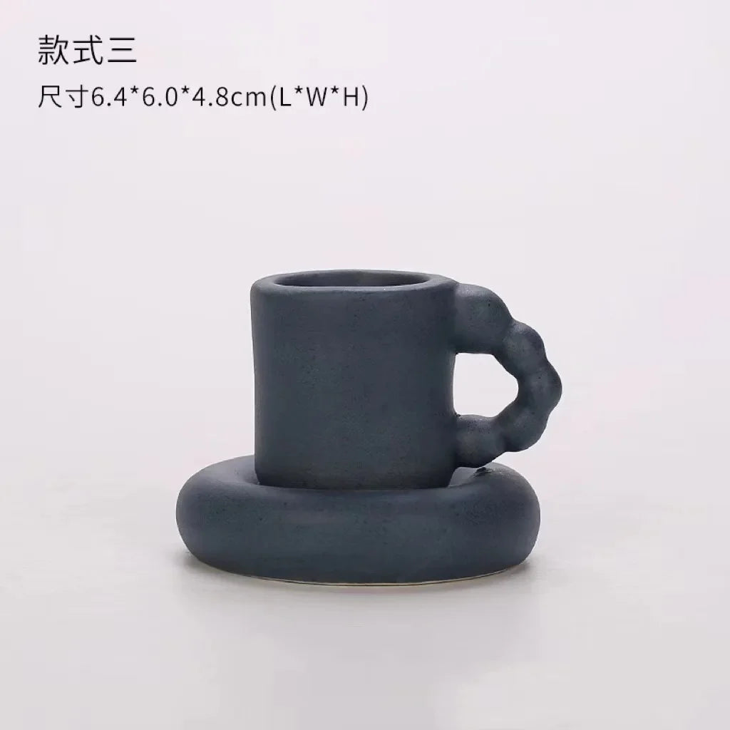 Nordic Decorative Cup-shaped Candle Holder Ceramic Candlesticks Wedding Centerpiece Ornaments Home Decoration