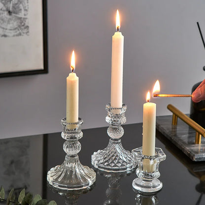 Novelty Glass Candle Holder Nordic Decor Candlestick Romantic Candle Stand Desk Accessories Wedding Centerpieces Ornament Gifts