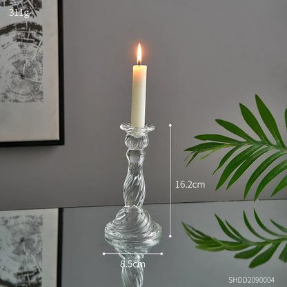 Novelty Glass Candle Holder Nordic Decor Candlestick Romantic Candle Stand Desk Accessories Wedding Centerpieces Ornament Gifts
