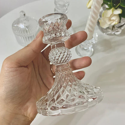 Glass Candle Holder Elegant Candlestick Romantic Decoration for Wedding Centerpiece Candle Rack Table Decor Ornament bougeoir