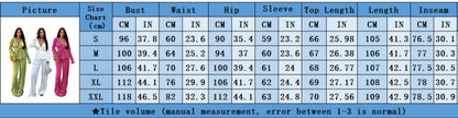 Casual V Neck Long Sleeves Tops and Pants Two Pieces Suits