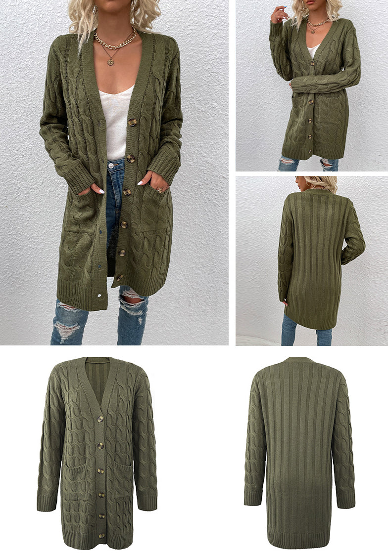 Casual Twist Design Long Cardigan Sweaters for Women