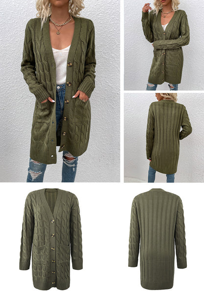 Casual Twist Design Long Cardigan Sweaters for Women