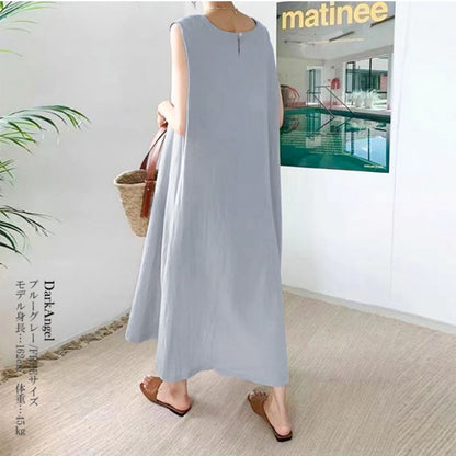 Simple Loose Sleeveless Long Dress