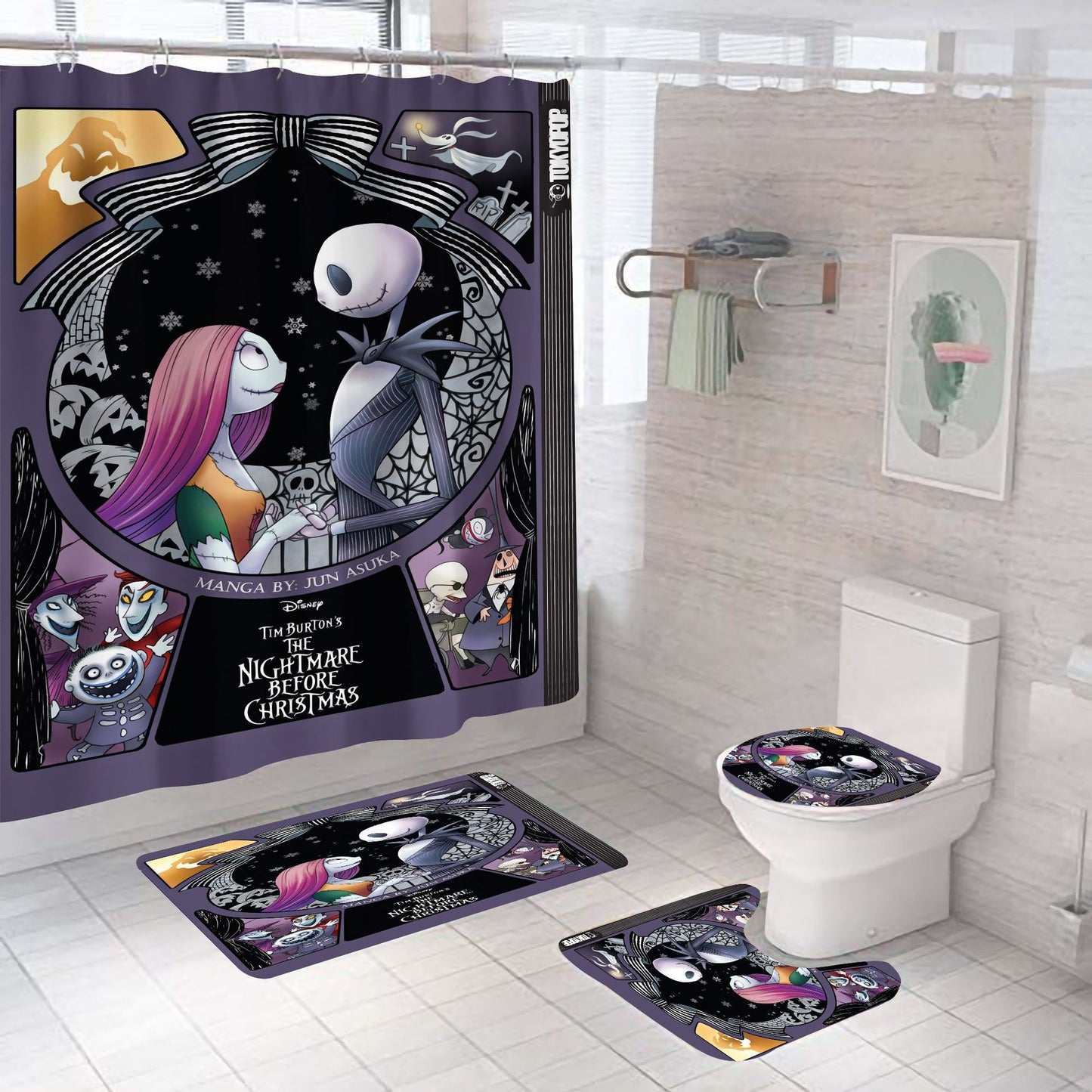 Happy Halloween Puppet Bathroom Fabric Shower Curtain Sets