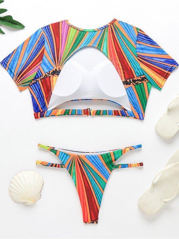 Contrast Color Hollow Tankini Swimwear-STYLEGOING