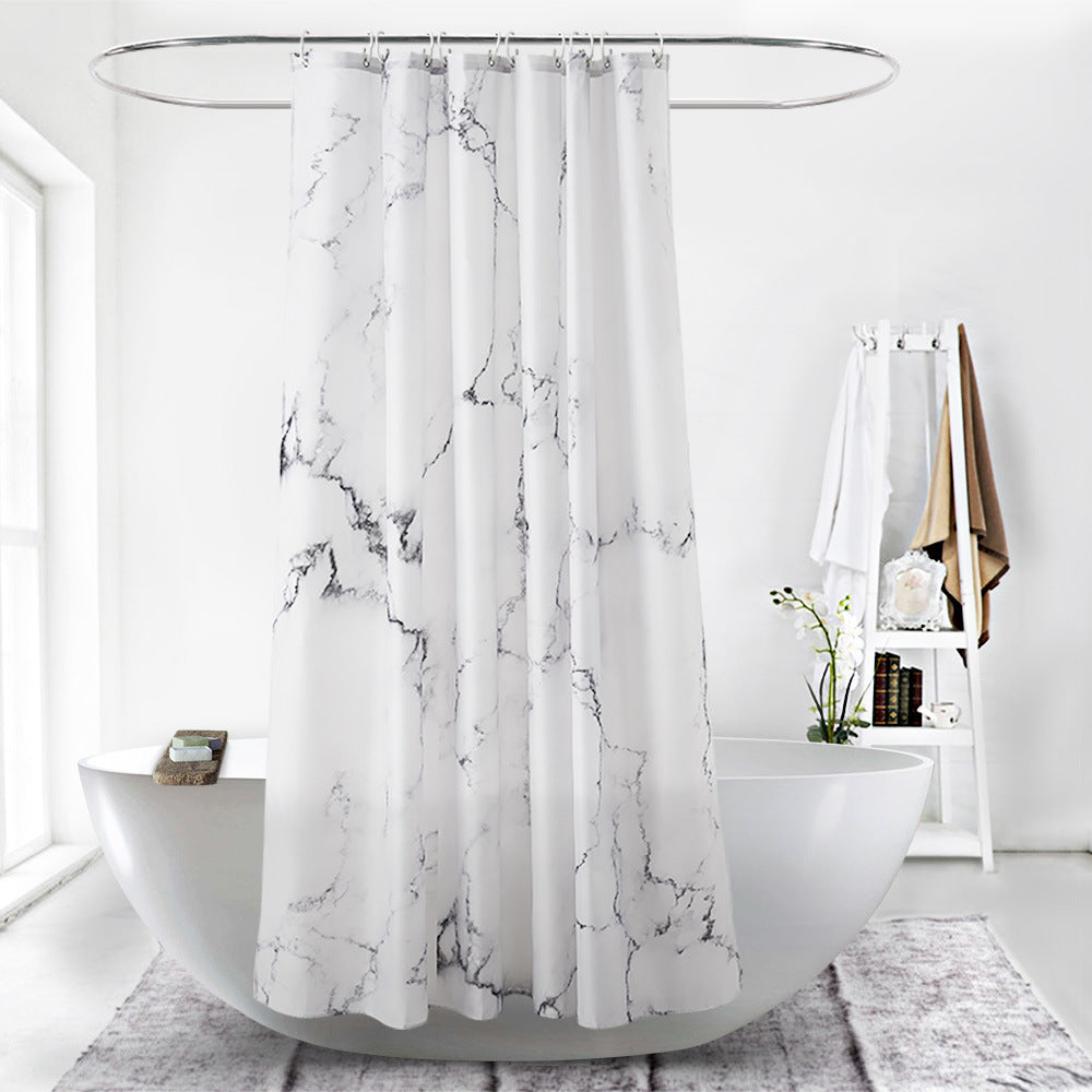 White Marble Shower Curtains-STYLEGOING