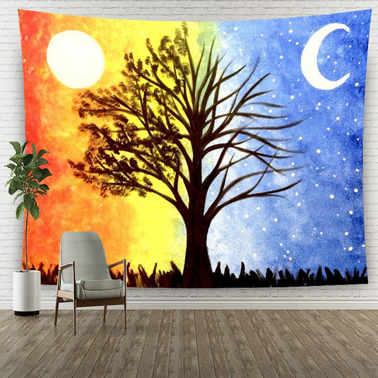 Painted Colorful Tree Home Decorative Hanging Wall Tapestry