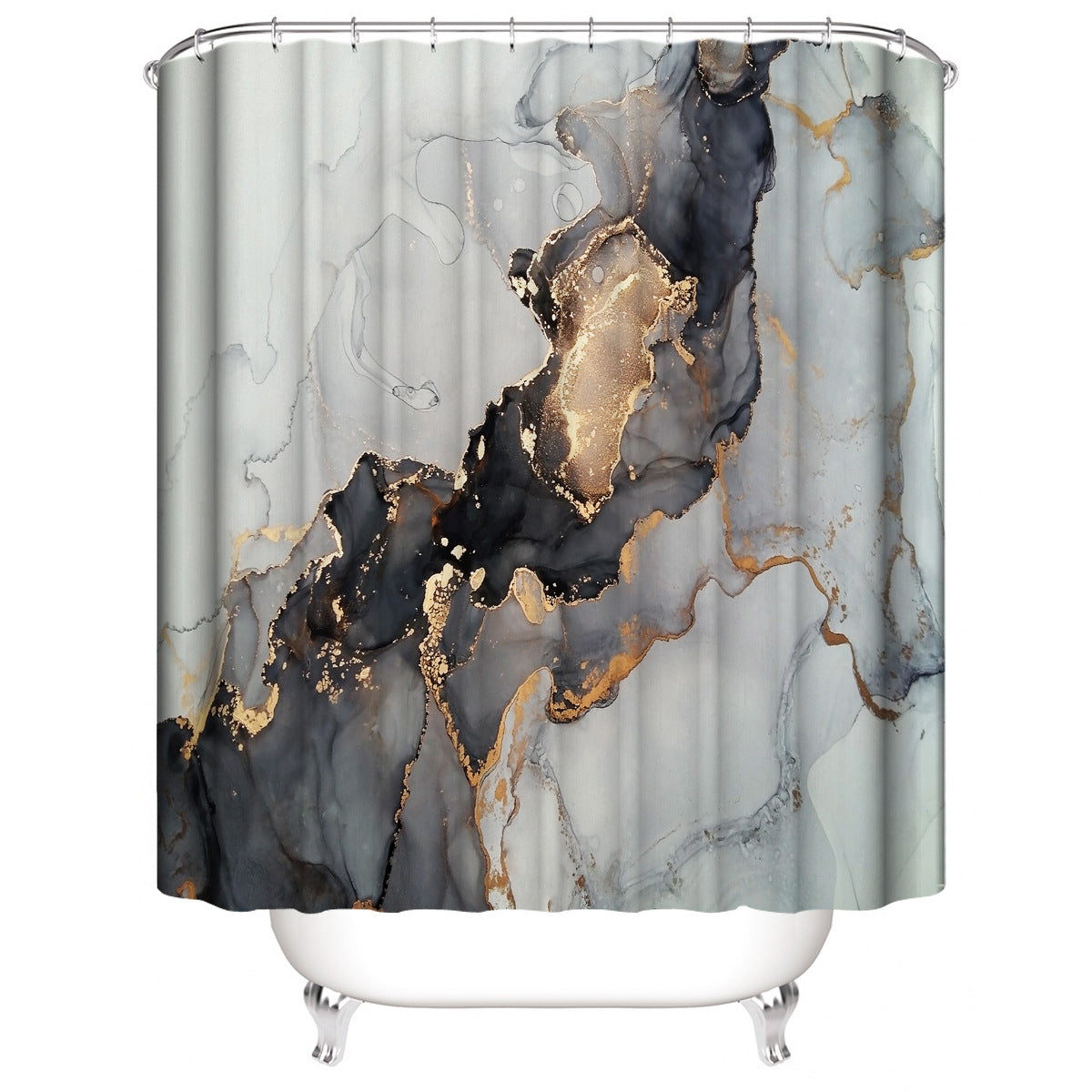 Ink Pattern Marble Bathroom Fabric Shower Curtain Sets