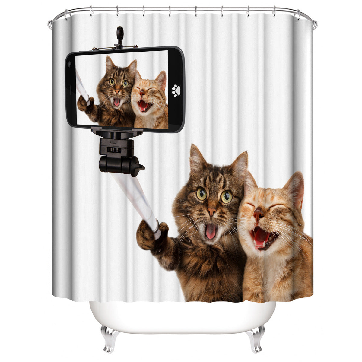 3D Cat Autodyne Fabric Shower Curtains-STYLEGOING