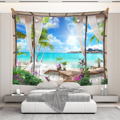 Window Landscape for Home Decorative Hanging Wall Tapestry