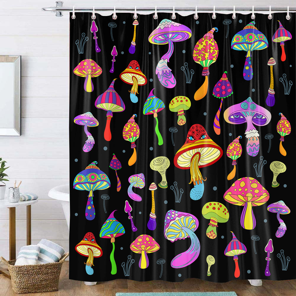 Red Rose&Butterfly Shower Curtain Sets Rug & Mat Non-Slip Toilet Lid Cover