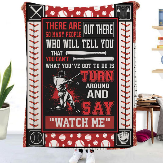 Watch Me Baseball Red Fleece Soft Blanket--Free Shipping at meselling99