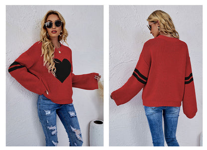 Casual Women Sweetheart Design Pullover Sweaters