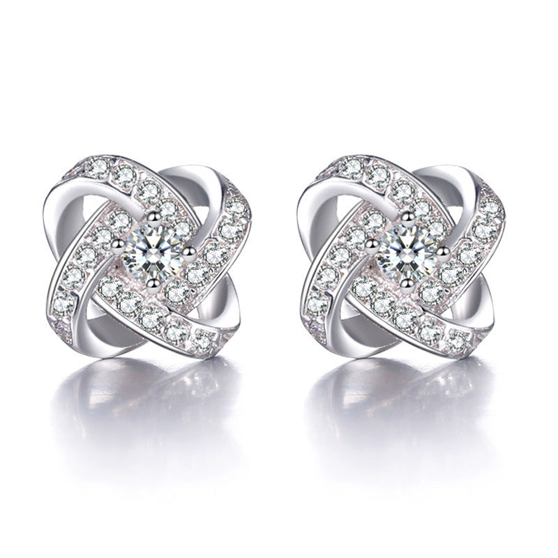 Snowflake Designed Sterling Silver Earring Studs