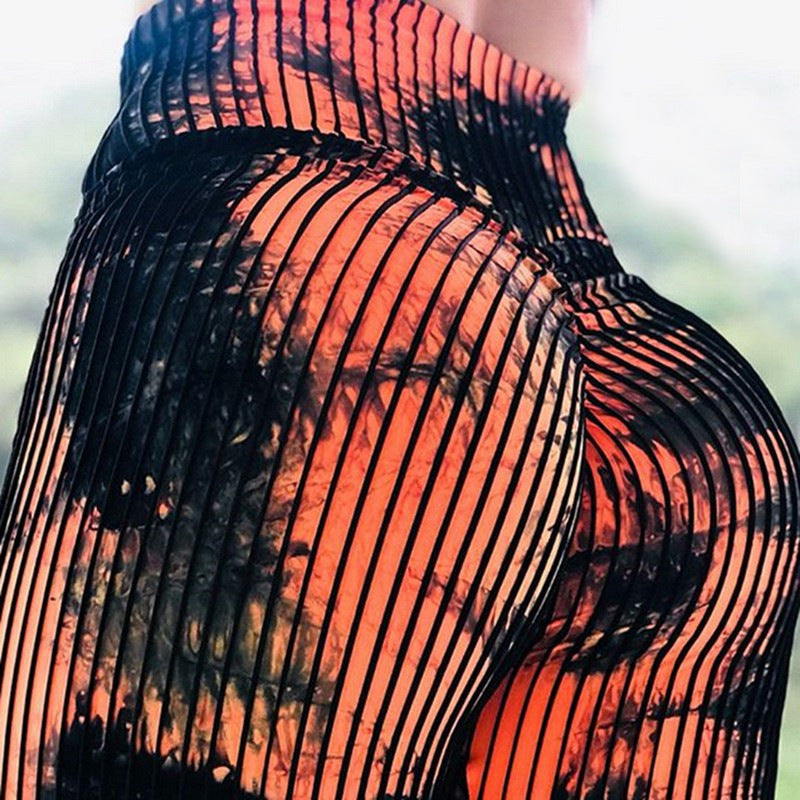 Sexy Abstract Striped High Waist Yoga Leggings