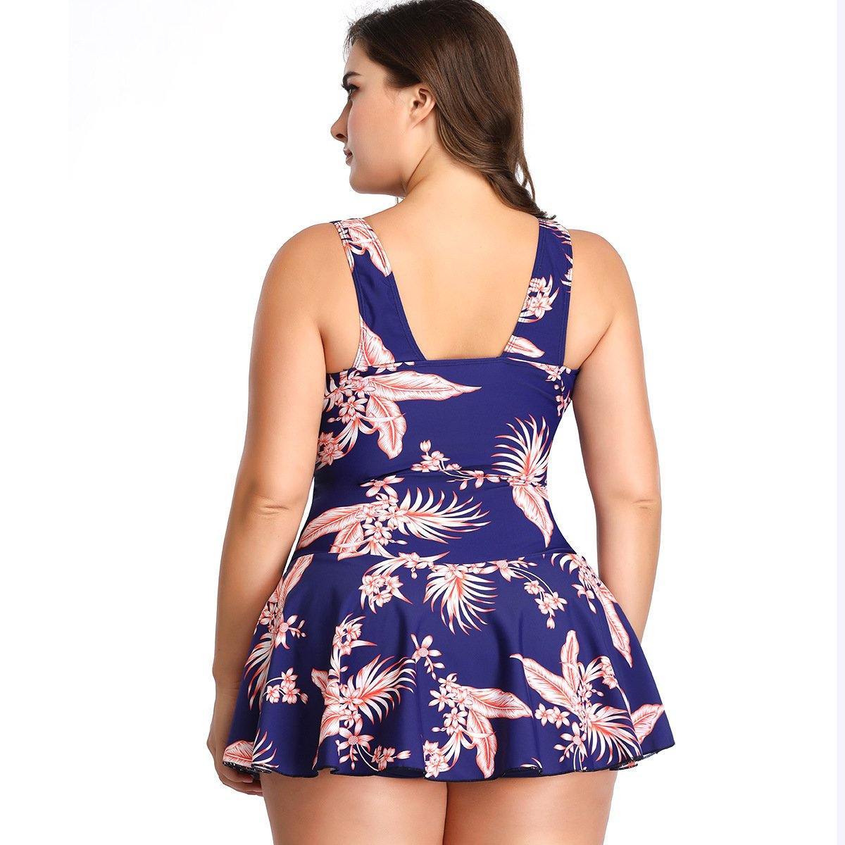 Plus Size Floral Print Hot Spring Swimwear-STYLEGOING