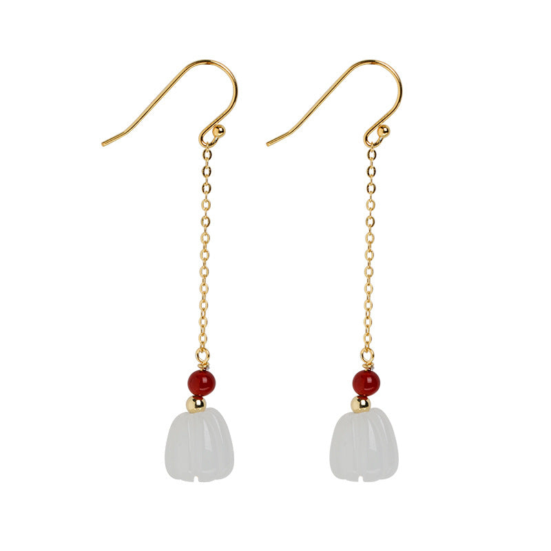 Vintage Sterling Silver Pumpkin Design Dangle Earrings for Women
