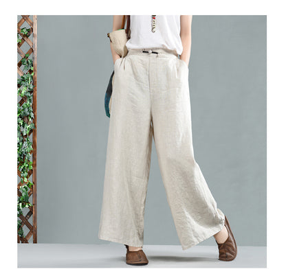 Leisure Linen Vintage Wide Leg Women Pants