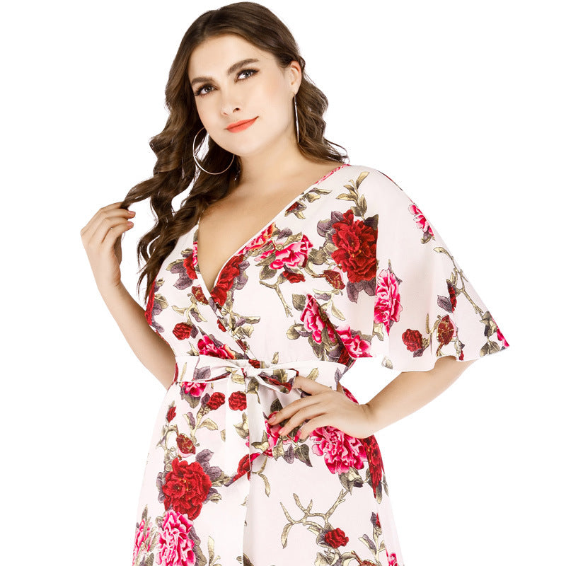 Sweet Summer Chiffon Plus Sizes Floral Dresses
