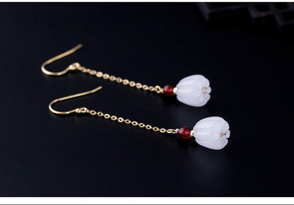 Vintage Sterling Silver Pumpkin Design Dangle Earrings for Women