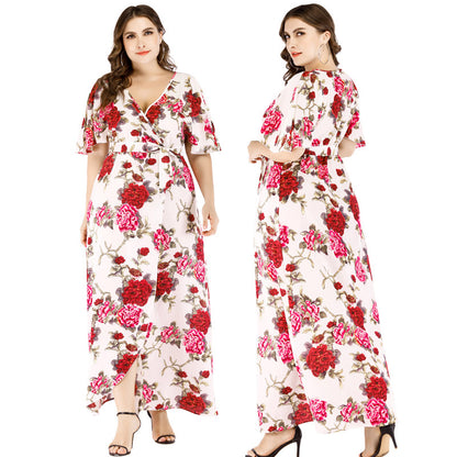 Sweet Summer Chiffon Plus Sizes Floral Dresses