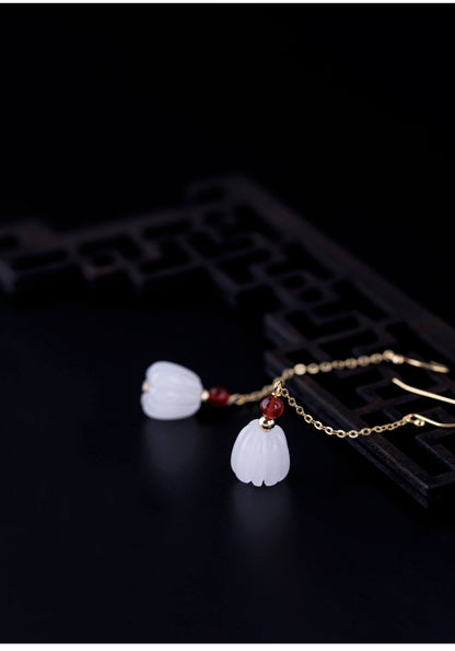 Vintage Sterling Silver Pumpkin Design Dangle Earrings for Women