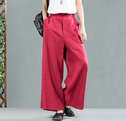 Leisure Linen Vintage Wide Leg Women Pants