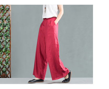 Leisure Linen Vintage Wide Leg Women Pants