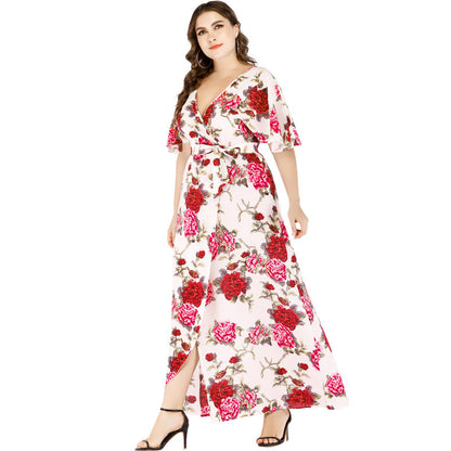 Sweet Summer Chiffon Plus Sizes Floral Dresses