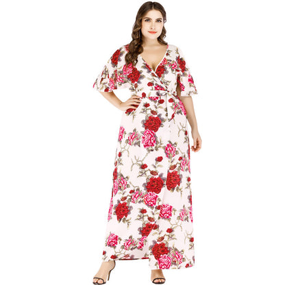 Sweet Summer Chiffon Plus Sizes Floral Dresses