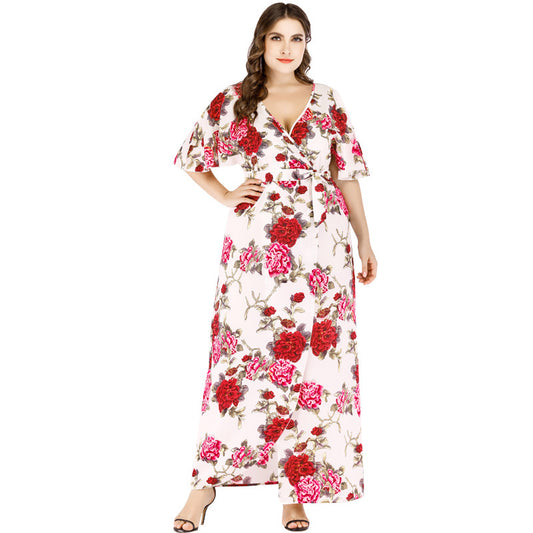 Sweet Summer Chiffon Plus Sizes Floral Dresses