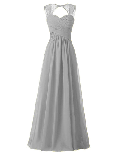 Women Elegant Sleeveless Lace Long Evening Dresses