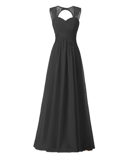 Women Elegant Sleeveless Lace Long Evening Dresses