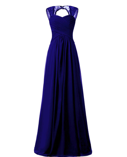 Women Elegant Sleeveless Lace Long Evening Dresses