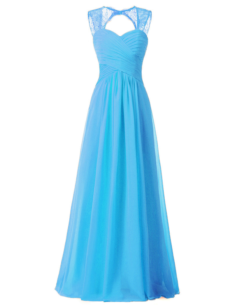 Women Elegant Sleeveless Lace Long Evening Dresses