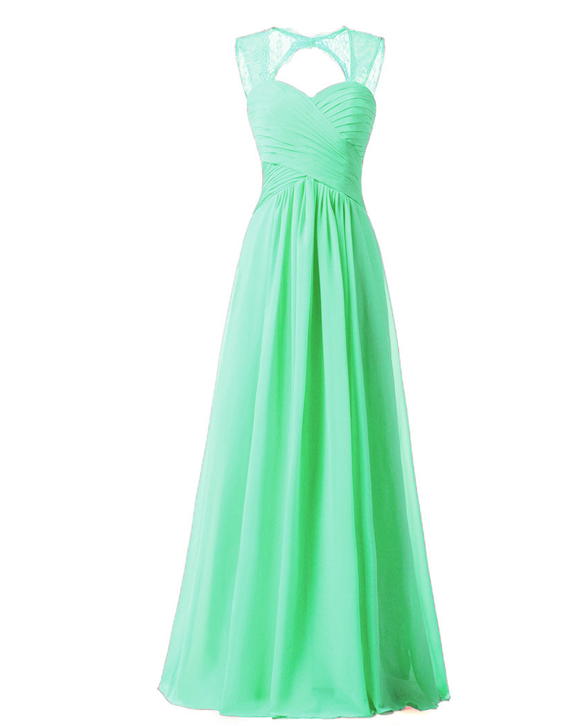 Women Elegant Sleeveless Lace Long Evening Dresses