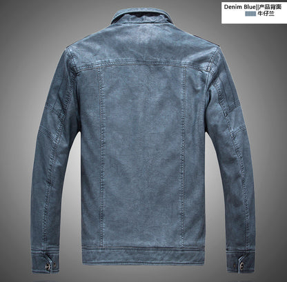 Men's Warm PU Leather Jacket Overcoat