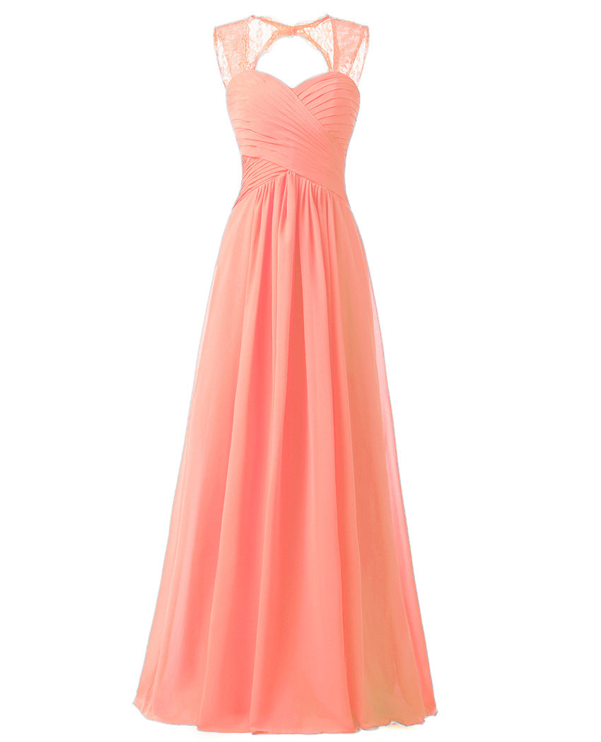 Women Elegant Sleeveless Lace Long Evening Dresses