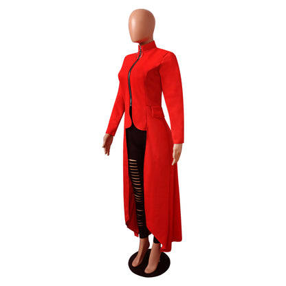 Casual Zipper Irregular Zipper Long Dresses