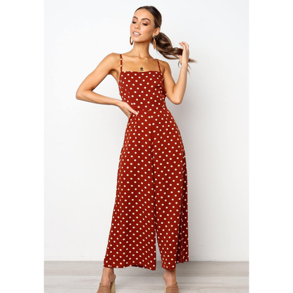 Women Dot Print Summer Jumpsuits-STYLEGOING