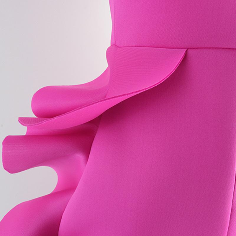 Rose Red Sexy Ruffled Bodycon Dresses-STYLEGOING