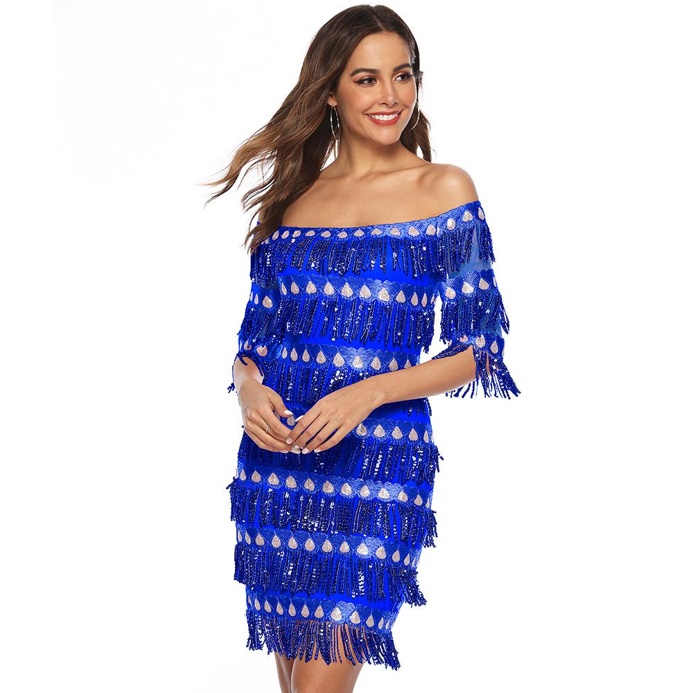Sexy Off The Shoulder Sequins Party Dresses-STYLEGOING